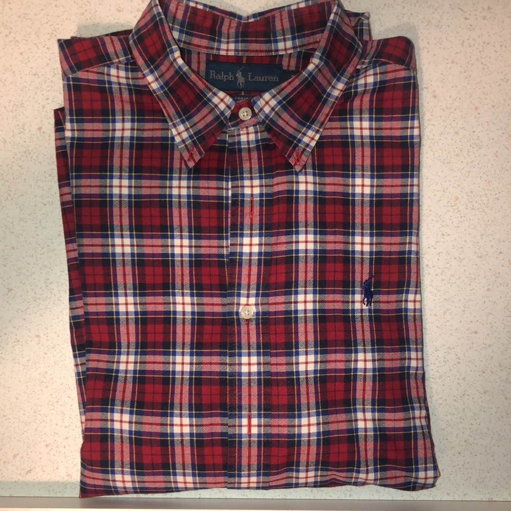 Men’s Ralph Lauren Red Check Button Down Size L
